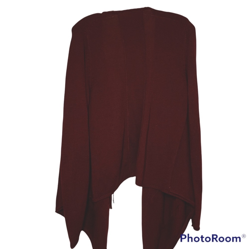 Lovestitch deep red burgundy sweater fringe pockets medium Love Stitch - Picture 8 of 11